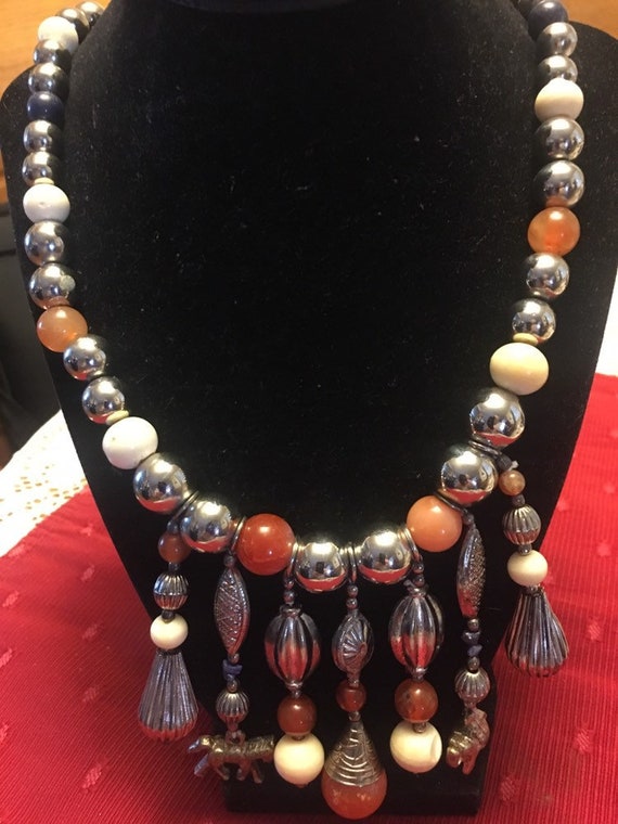 Political Gemstones Necklace; Boho Style, Semi Pr… - image 5