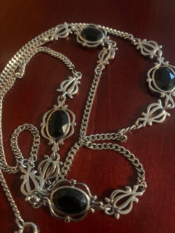 Sarah Coventry Black Glass Crystals Necklace