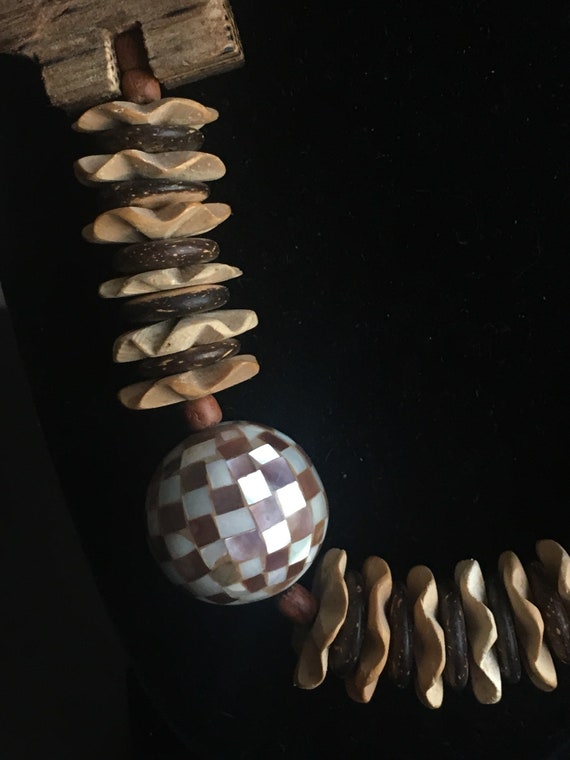 Wooden Elephant Necklace: Carved Beads, Mother of… - image 9