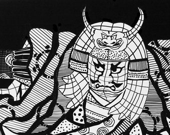 Spirit of Nebuta, prints, Tape art, black and white