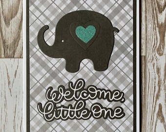 New Baby Card-Newborn Card-Baby Card-Card for New Baby-Congrats Baby-Baby Elephant Card-Gender Neutral Baby Card-Welcome Little One Card