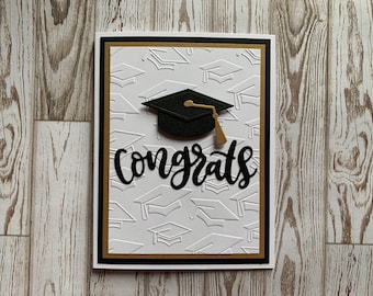 Embossed Graduation Cap Card: Congrats Graduate