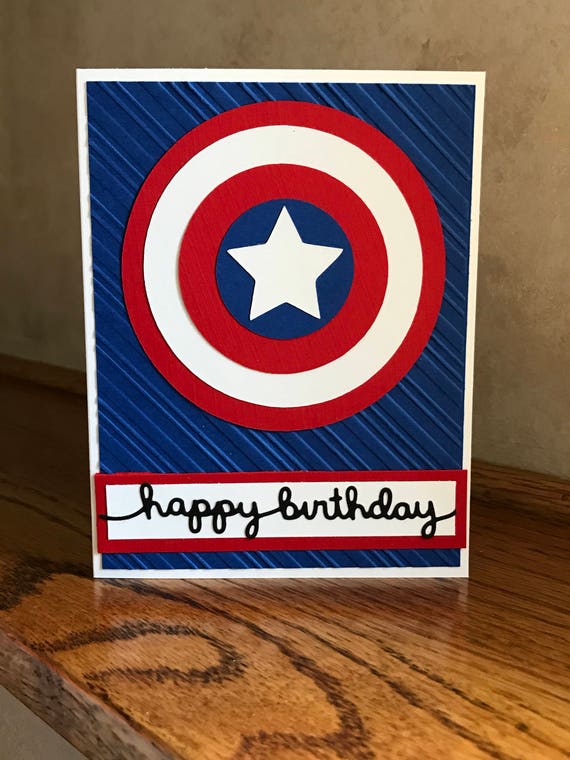 Happy Birthday Card Captain America Themed Card Superhero Etsy