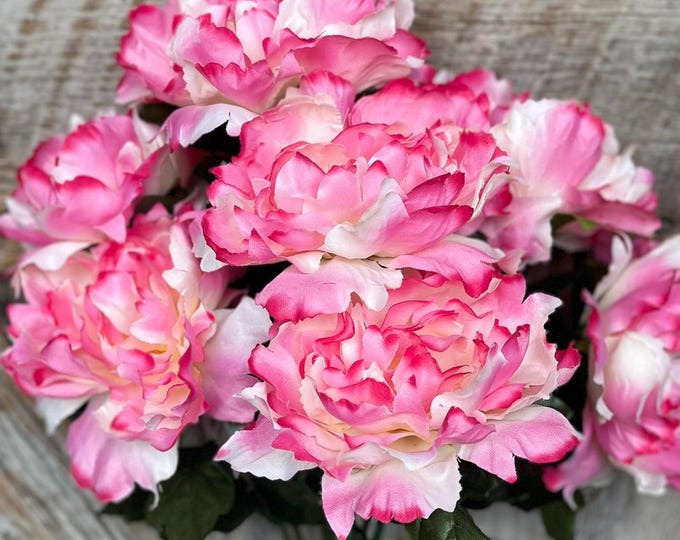22" Pink Cream Peony Bush, Pink Floral Bush, Artificial Pink Florals, Large Peony Bush, Hot Pink Florals, Wedding Decor, 55935
