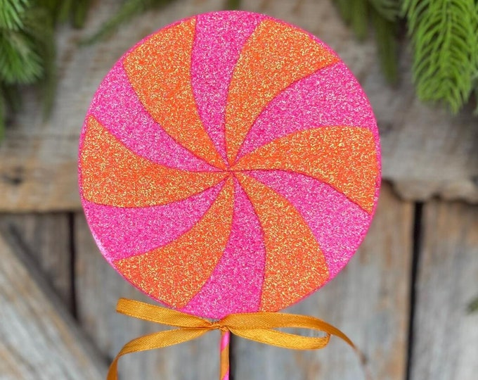 17" Halloween Lollipop, Pink Orange Lollipop, Halloween Floral Pick, Lollipop, Halloween Wreath Supply, 57136BTOR