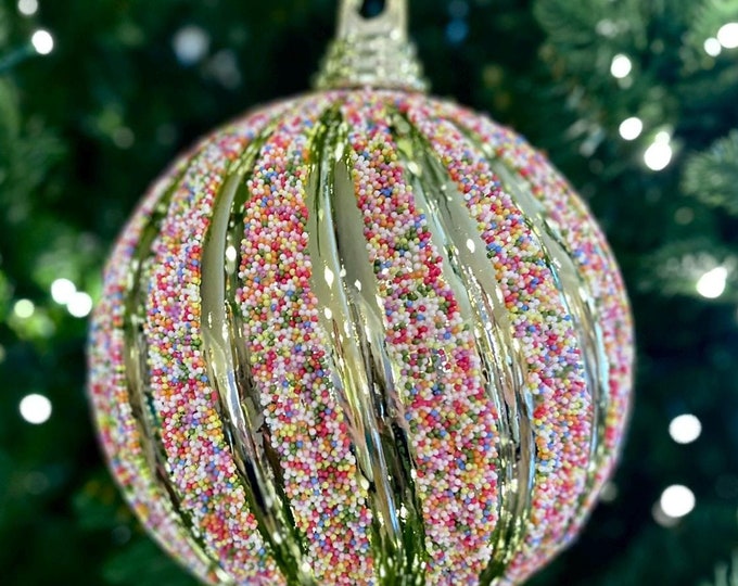 6" Swirled Sprinkles Ornament, Farrisilk Candy Couture, Candy Theme, Christmas Ornament, Sprinkles Ornament, CX077-50