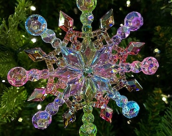 5" Iridescent Snowflake Ornament, Shatterproof Ornament, Snowflake Ornament, Colorful Ornament, Christmas Tree Ornament