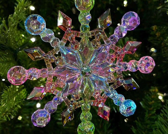 5" Iridescent Snowflake Ornament, Shatterproof Ornament, Snowflake Ornament, Colorful Ornament, Christmas Tree Ornament