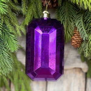 7" Purple Emerald Cut Jewel Ornament, Antique Purple Jewel Ornament, Jewel Ornament, Halloween Jewel Ornament,Precious Jems, XJ551523