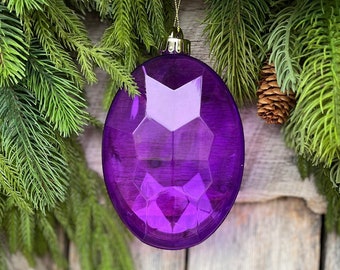 6.5" Purple Oval Jewel Ornament, Purple Jewel Ornament, Jewel Ornament, Halloween Jewel Ornament,Precious Jems, XJ544784