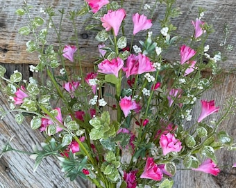 21" Pink Mixed Filler Bush, Linum Floral Filler Spray, Spring Florals, Artificial Floral Spray, Wreath Supply, Floral Supply, 40200-PK