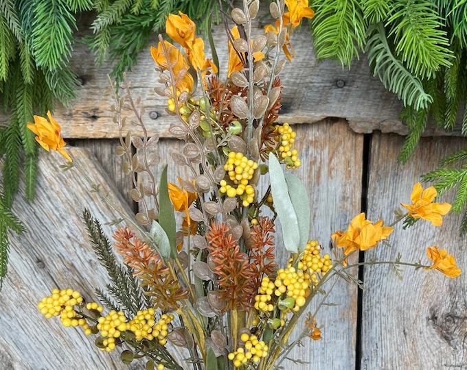 24" Yellow Fall Filler Bush, 60919, Fall 60919, Fall Greenery Bush, Fall Wreath Supply, 63048-YEL