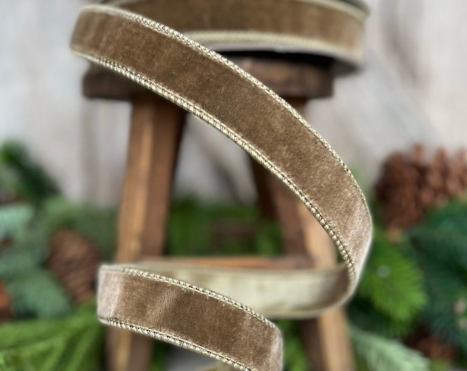 1” Mink Velvet Ribbon, Farrisilk ribbon, Velvet ribbon, Christmas Ribbon, Wired Ribbon, wood ribbon, Velvet ribbon, Christmas tree ribbon