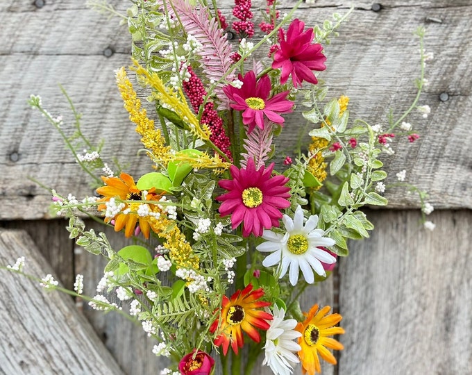 30" Hot Pink Daisy Spray, Bright Floral Spray, Spring FLoral Spray, MIxed Floral Spray, Spring Floral, Wreath SUpply, Craft Supply