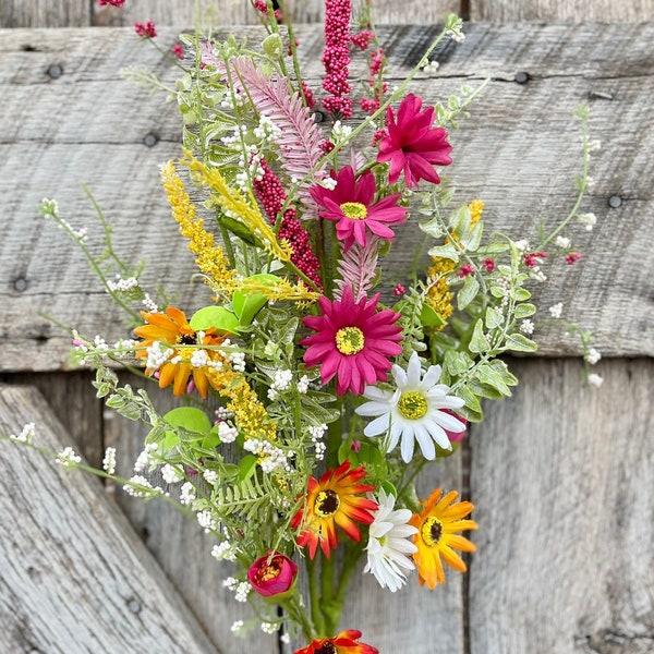 30" Hot Pink Daisy Spray, Bright Floral Spray, Spring FLoral Spray, MIxed Floral Spray, Spring Floral, Wreath SUpply, Craft Supply