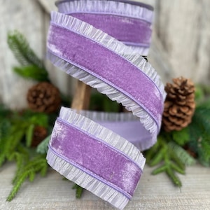 3" Purple Lavender Ruffle Ribbon, Farrisilk Ribbon, Lavender Christmas RIbbon, Pinkmas Ribbon, Ruffle RIbbon, Purple Christmas Tree RIbbon