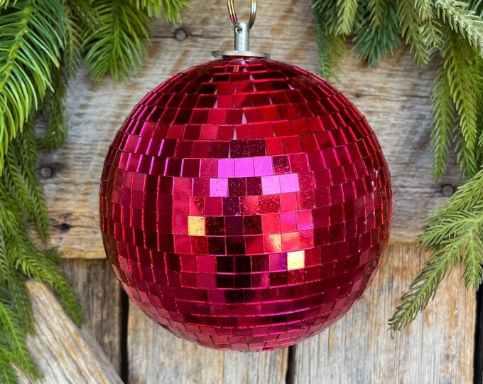 6" Hot Pink Disco Ball Ornament, Hot pink Disco Ball, Large Pink Ornament, Hot pink Ornament, Christmas Ornament, 85961BT