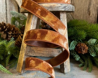 1” Pecan Brown Silken Velvet Ribbon, Farrisilk ribbon, Velvet ribbon, Christmas Ribbon, ribbon, Velvet ribbon, Christmas tree, RS101-35