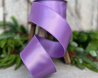 2.5" Purple Lavender Wired Ribbon, Farrisilk Ribbon, Satin Ribbon, Designer Ribbon, Purple Ribbon, Craft Supply, Floral Supply
