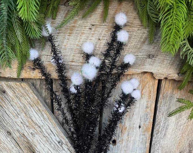 34" Black White Halloween Spray, Halloween Picks and Stems, BlackFloral Spray, Halloween Decor, Wreath supply, floral supply, 57144BKWT