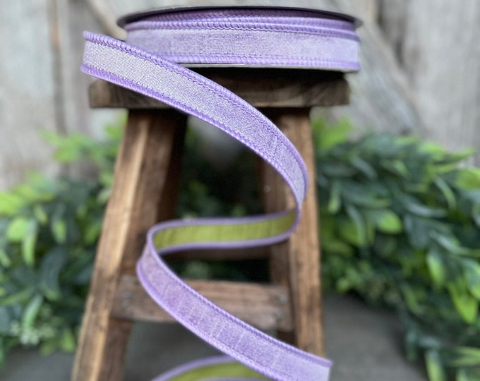 3/4” Lavender Green Ribbon, Farrisilk ribbon, wired ribbon, Spring Ribbon, Lavener Ribbon, Purple ribbon, Spring Greenery, RK595-70