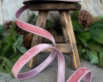 3/4" Pink Velvet Luster Ribbon, Farrisilk, Wired Velvet Ribbon,Christmas Velvet Ribbon,Pink Velvet Ribbon, Pink Velvet,Pink Christmas Ribbon