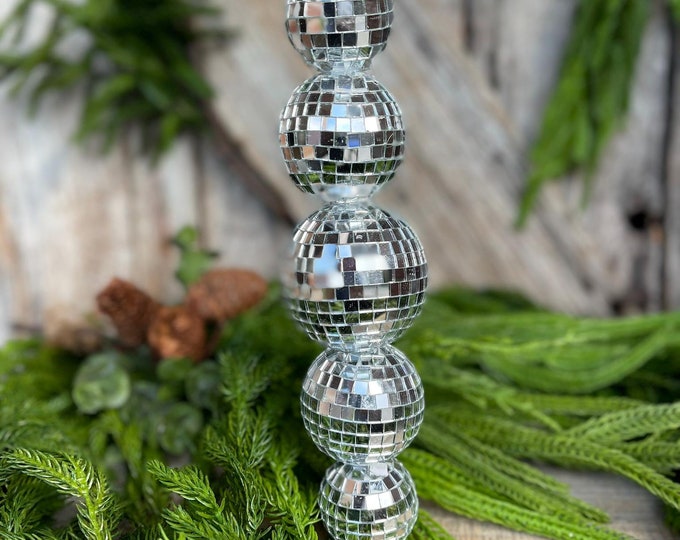 9" Disco Ornament, Mirror Ball Ornament, Silver Disco Ornament, 9" Multi Mirror Ball Ornament, Disco Stacked Ornament, MTX74024