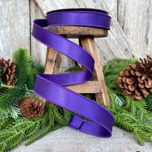 1" Purple Wired Ribbon, Farrisilk Ribbon, Satin Ribbon, Designer Ribbon, Purple Ribbon, Craft Supply, Floral Supply, Halloween Ribbon
