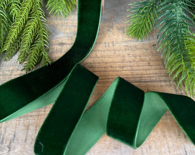 Emerald Green Velvet Ribbon: 1" Unwired Christmas Ribbon, 10 Yards