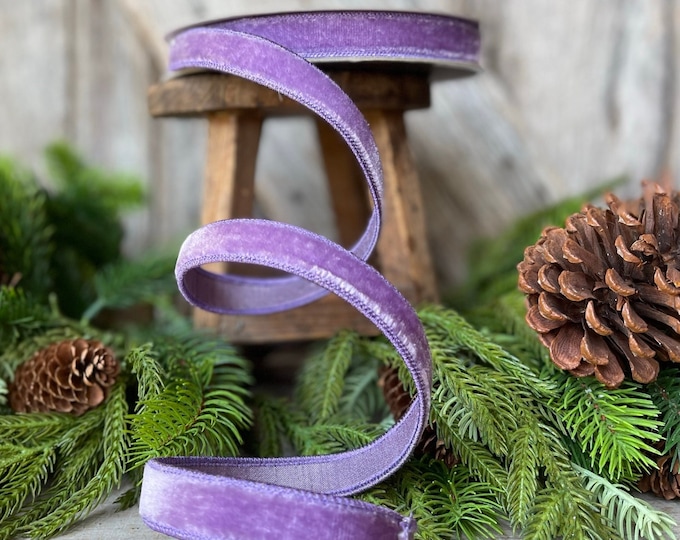 3/4" Violet Purple Velvet Ribbon, Farrisilk Wired Velvet Ribbon, Christmas Velvet Ribbon, Purple Velvet Ribbon, Purple Ribbon, Purple Decor