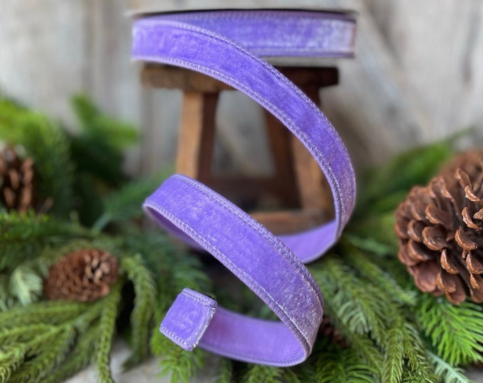 1" Lilac Purple Velvet Ribbon, Farrisilk Wired Velvet Ribbon, Christmas Velvet Ribbon, Purple Velvet Ribbon, Purple Ribbon, Purple Decor
