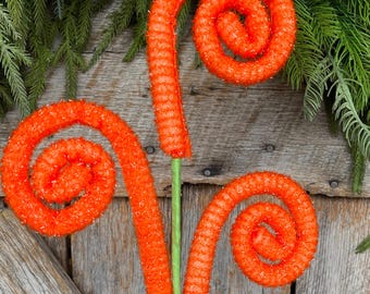 28" Orange Curly Spray, Halloween Spray, Wreath Supply, Halloween Spray, Craft Supply, Orange Spray Pick, Vase Filler, 63636OR