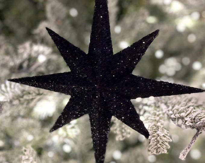 8" Black Bethlehem Star Ornament, Black Star Ornament