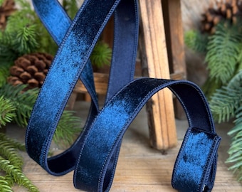 1" Navy Blue Velvet Ribbon, Farrisilk Ribbon, Silky Velvet Ribbon, RS293-21