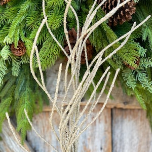 30&quot; Champagne Gold Glitter Twig, Gold Christmas Spray, Christmas Tree Topper Spray