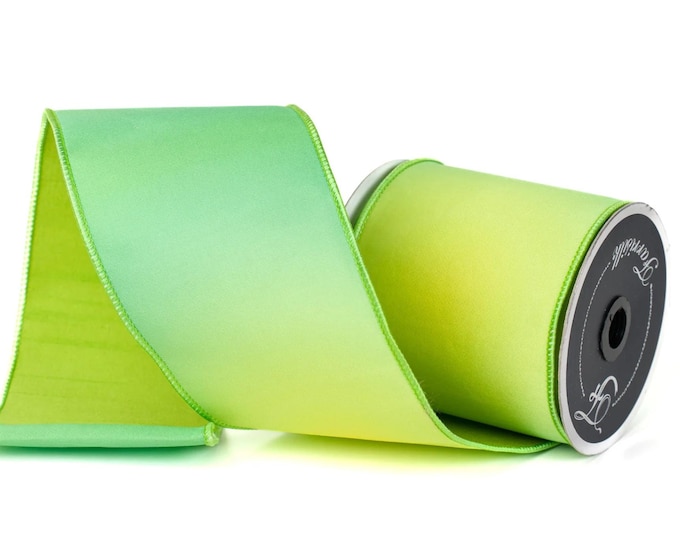 4" Green Prismatic Ribbon, Farrisilk RIbbon, Green Wired RIbbon, SPring Ribbon, Halloween Ribbon, Ombre Ribbon, Designer Ribbon, RK566-69