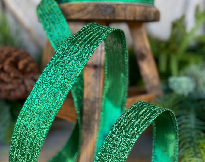1" Green Ribbon, Farrisilk ribbon, Christmas Ribbon, Green Christmas Ribbon