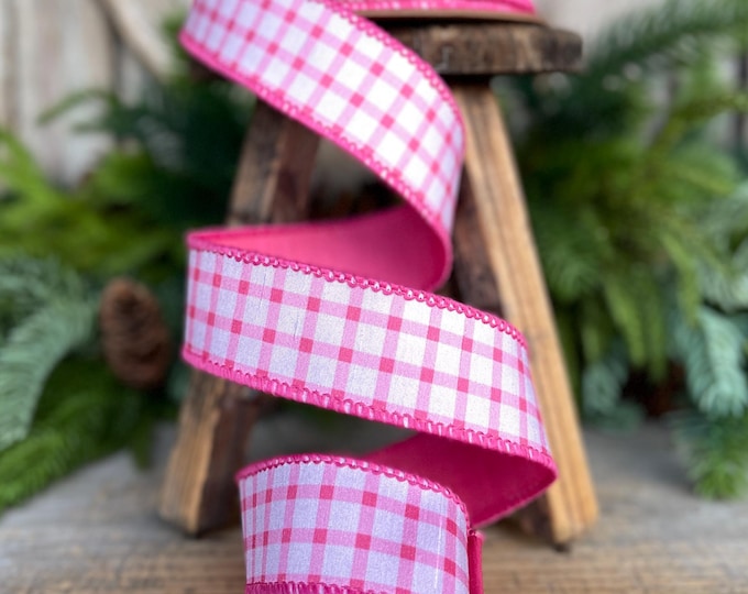 1.5” Yellow Check Wired Ribbon – Spring Easter Ribbon, Yellow & White Dupioni Ribbon