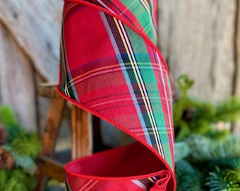 Blue Christmas Wired Ribbon, 4