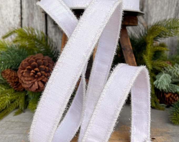 1" White Ribbon, White Iridescent Tinsel Ribbon, Christmas RIbbon, Designer Ribbon, RK790-44