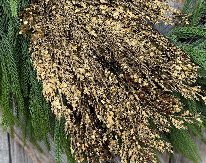 29" Copper Gold Glittered Pine Spray