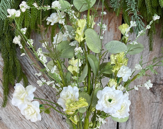 20” White Rose Wildflower Bush – Artificial Spring Floral Spray, 65653-CR