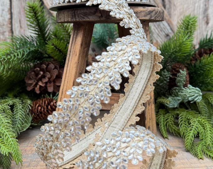 1" Sparkling Jewels Clear Jeweled Ribbon by Farrisilk