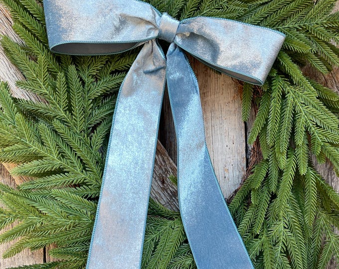 18" BLUE Velvet Bow, Wreath Bow, Christmas Bow, (bow Only)