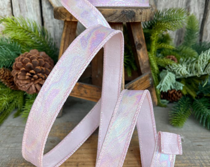 1" Pink Iridescent Ribbon, Farrisilk Ribbon, Pink Aurora Ribbon, Christmas Ribbon, RK867-14