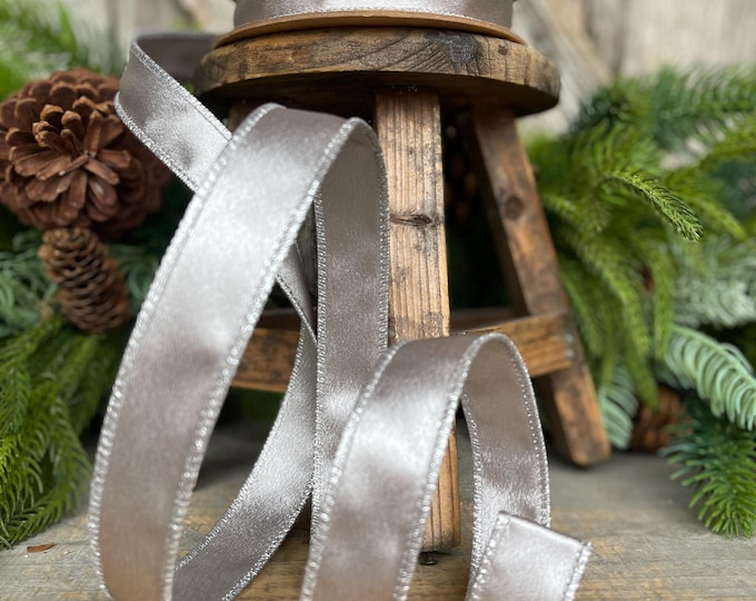 Silver Shimmer Wired Ribbon: 1" Silver Christmas Ribbon