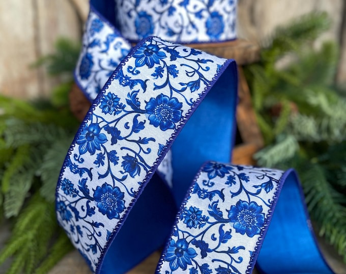 2.5" Blue Chinoiserie Ribbon