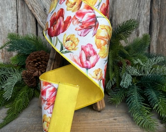 4" Yellow Floral Ribbon