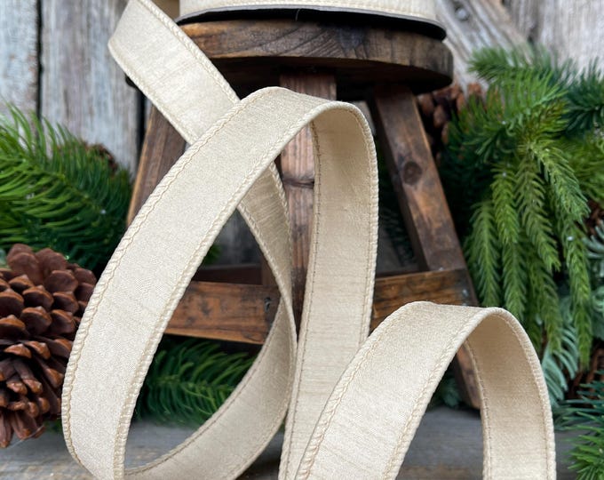 1" Beige Ivory Ribbon, Farrisilk Ribbon, Dupion Ribbon, Ivory Ribbon