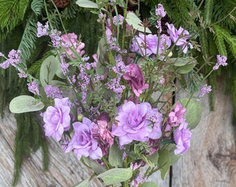 20” Purple Rose Wildflower Bush – Artificial Spring Floral Spray (65653-PU)